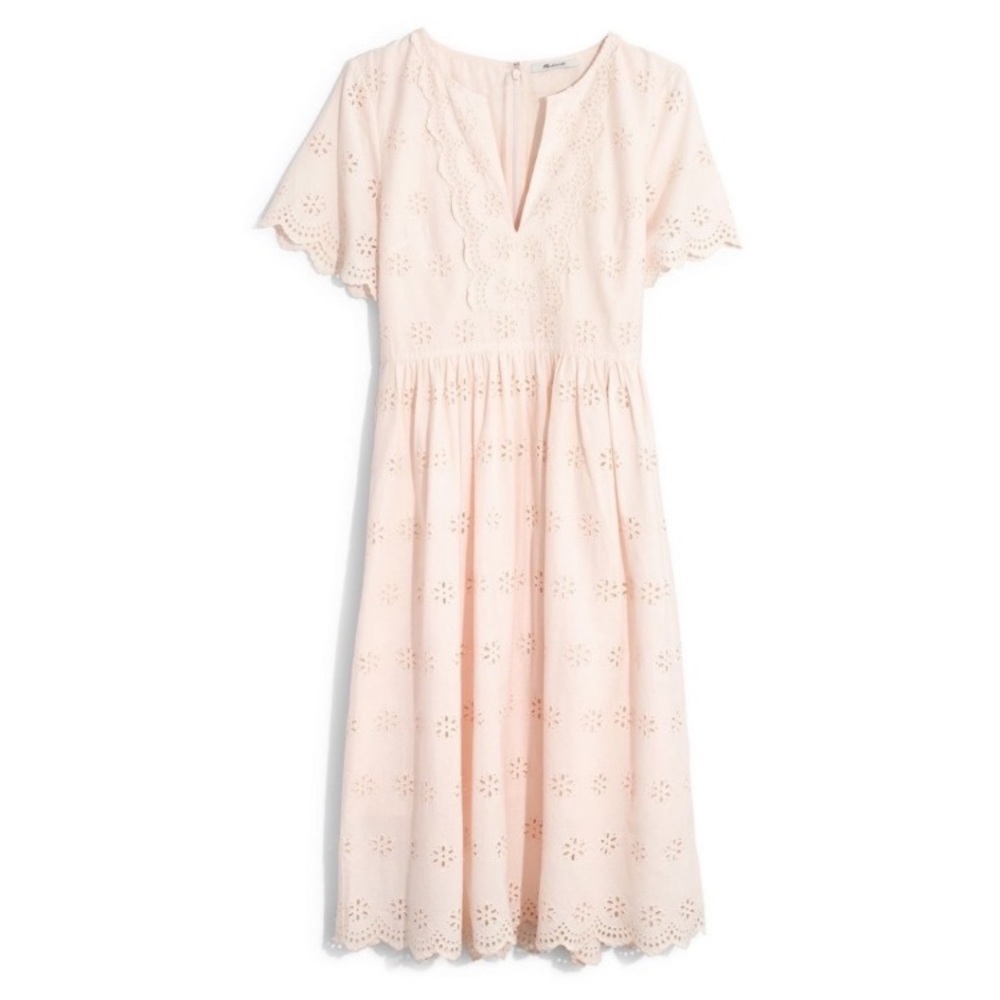 NWT Madewell Scalloped Eyelet Midi Dress - Picture 2 of 12